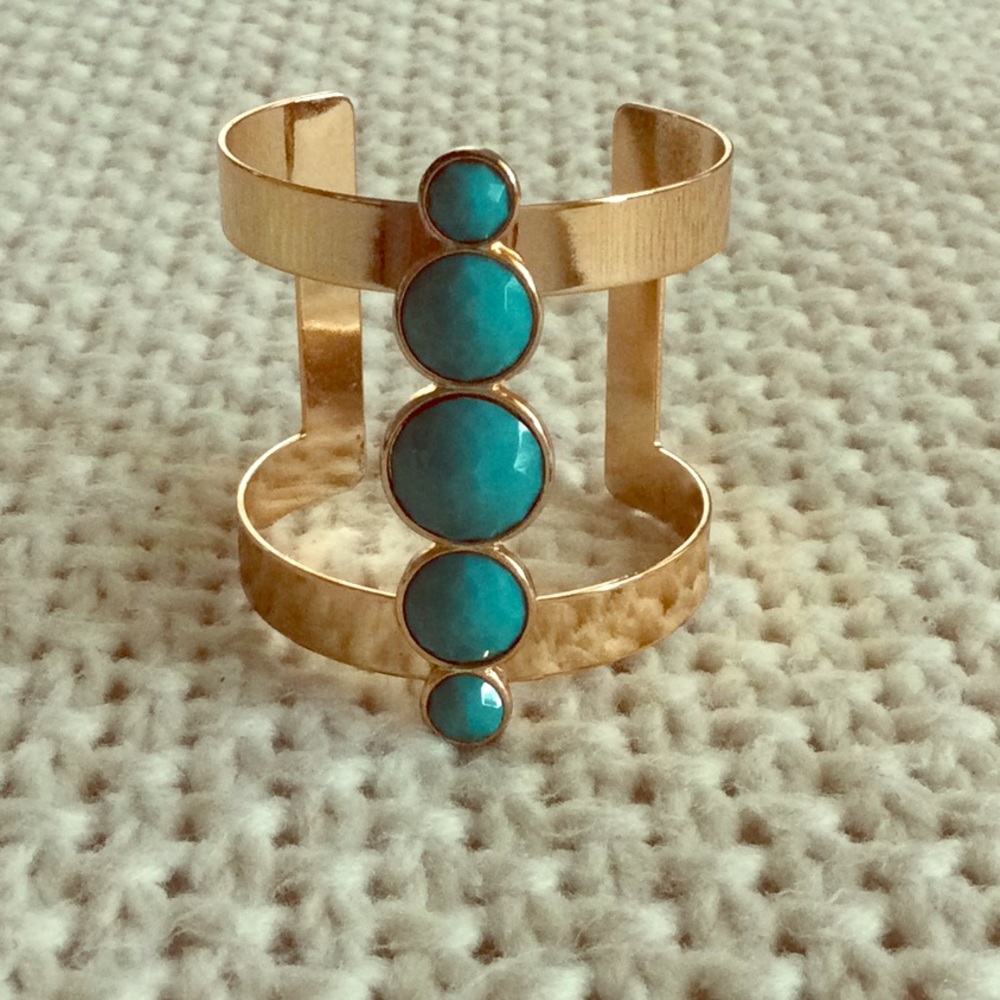 Gold and turquoise cuff bracelet